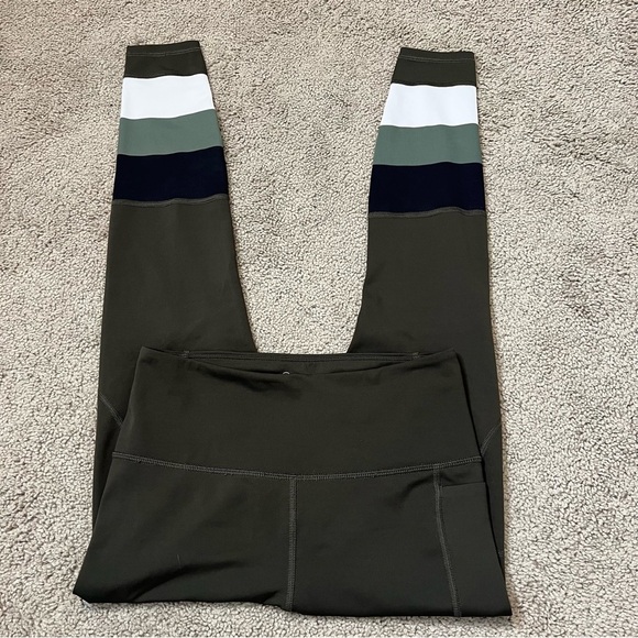 Lilybod Ace Full-Length Leggings in Olive/Colorblock. Size Small. - Picture 4 of 10
